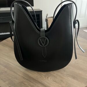Valentino Sleek Black Leather Hobo Bag